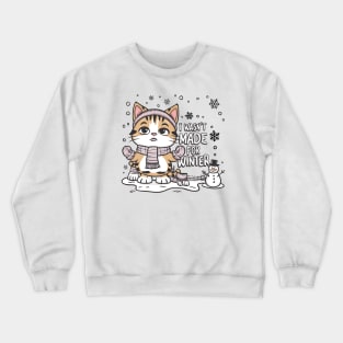 cat with snow Crewneck Sweatshirt